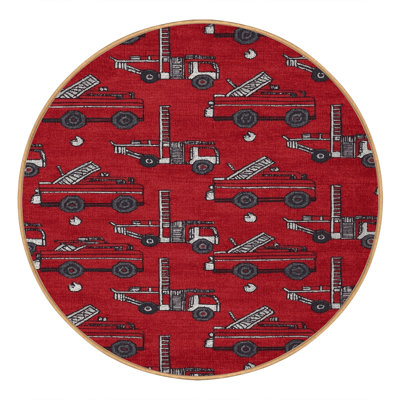 Machine Washable Transportation Red Area Rug