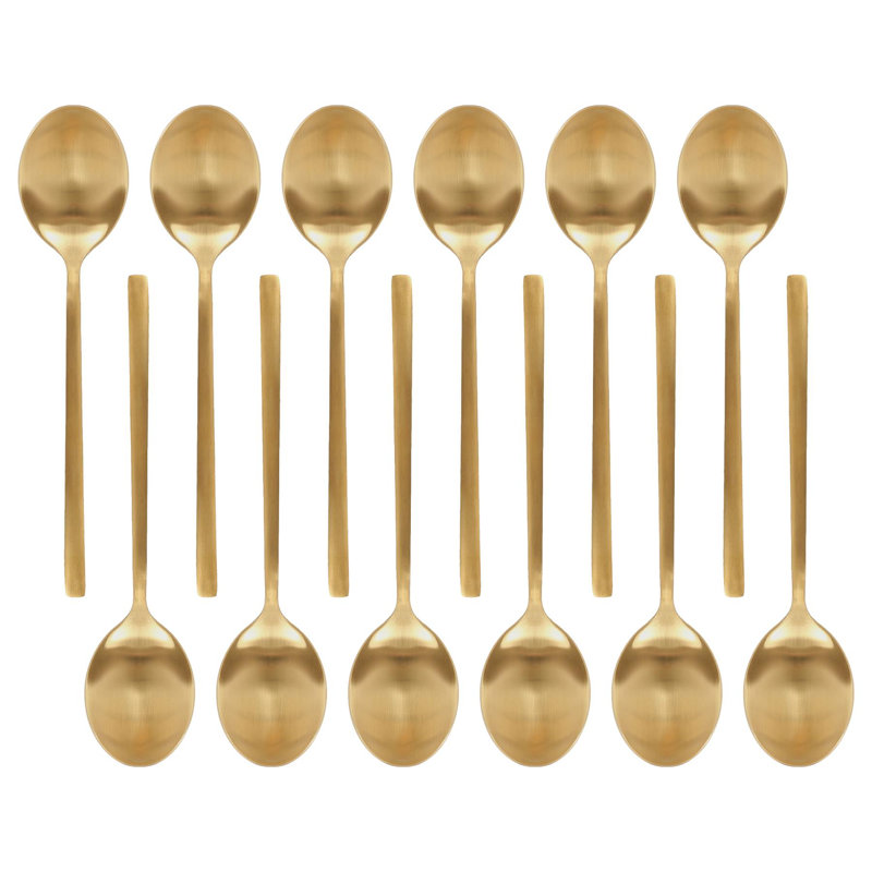 Argon Tableware Stainless Steel Dessert Spoons , Gold