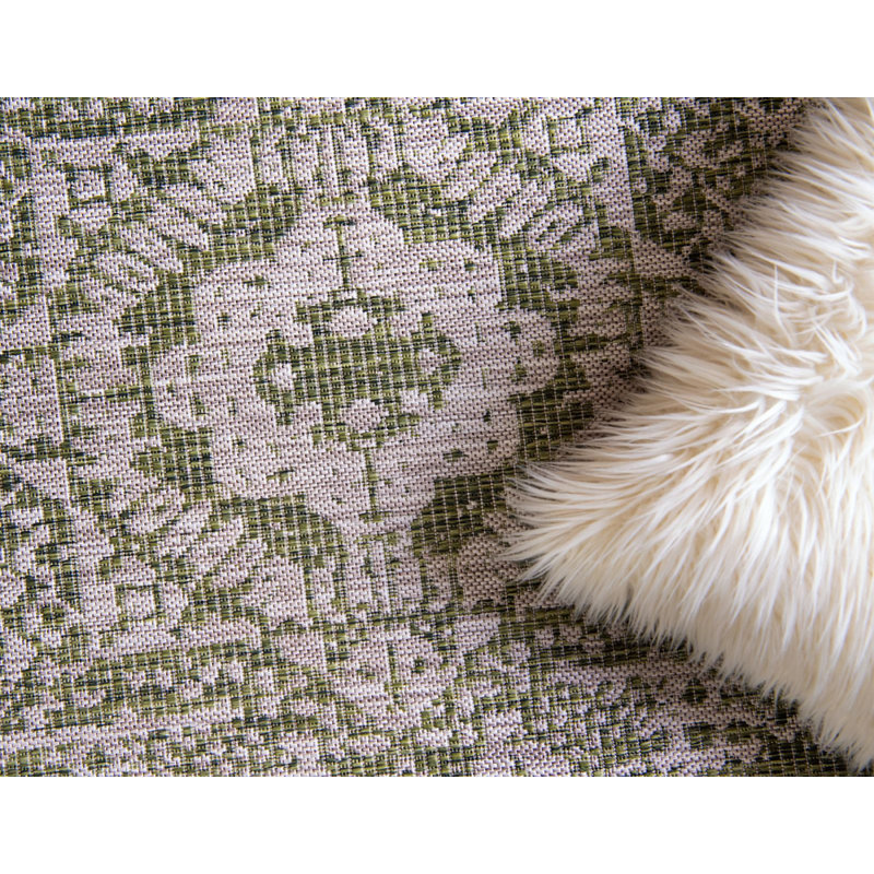 Cowie Green/Gray Indoor/Outdoor Area Rug, Rectangle 8' x 11'4"