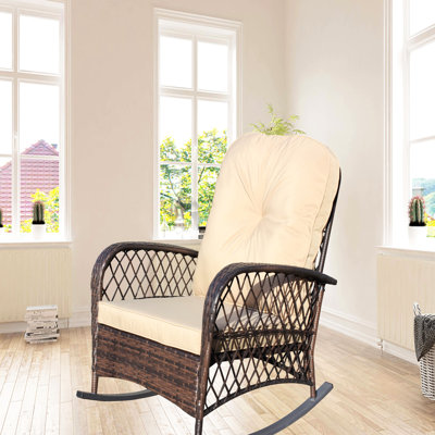 Produit à bascule extérieur, accoudoir large, structure en acier robuste, cour de jardin de patio, gadget de qualité brun peu profond, modèle de style mélange, motif de coussin de siège souple, jardin de cour, modèle de niveau de base