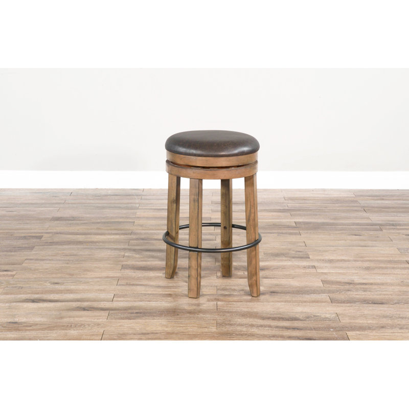 Schneck Swivel Upholstered Counter Stool with Solid Wood Frame, Bar Stool (30" Seat Hight), Buckskin