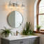  Meuble-lavabo moderne à 3 lumières à intensité variable avec abat-jour en cristal-1858680676