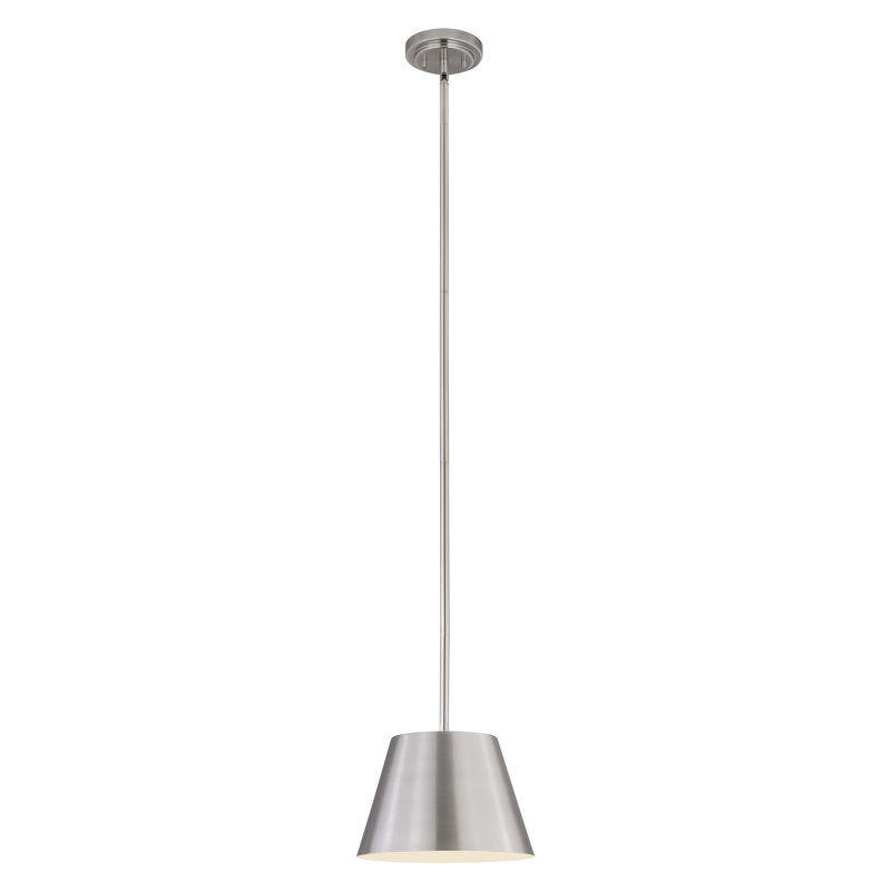 Luminaire suspendu à 1 lumière Wolleik, H 90,5 po x l 12 po x P 12 po, Nickel brossé