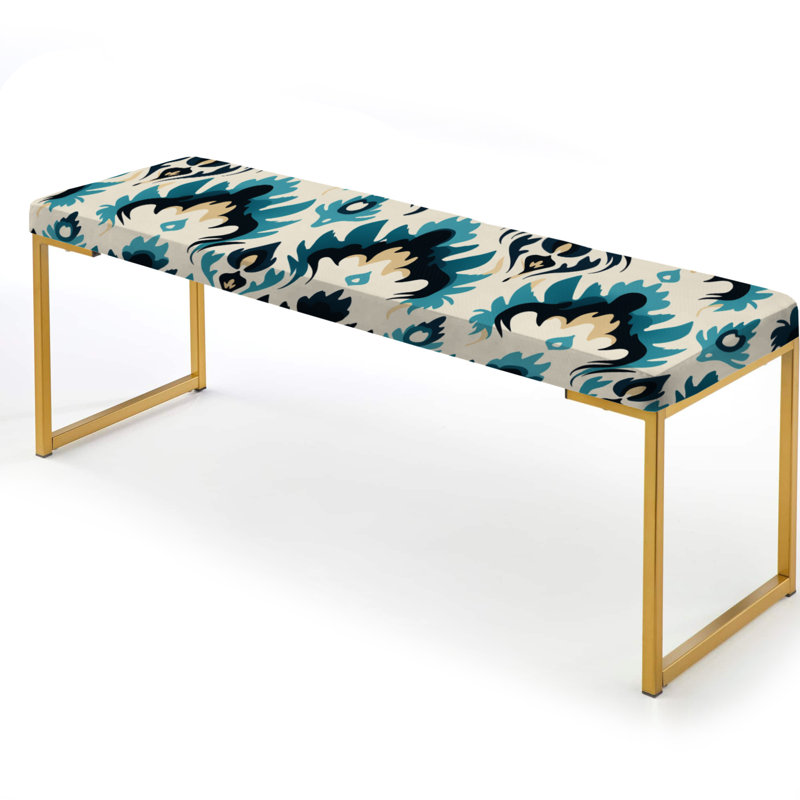 Banc rembourré noir Ikat Symphony d'Ikat