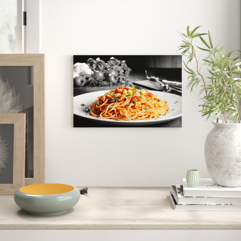 Leinwandbild „Schmackhafte Spaghetti Italia", Grafikdruck