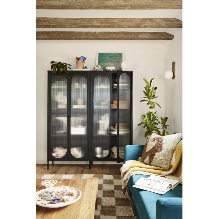 Luna 72.88'' Tall Accent Cabinet with Fluted Glass