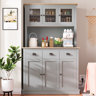 71" Kitchen Hutch Storage Cabinet With Charging Station