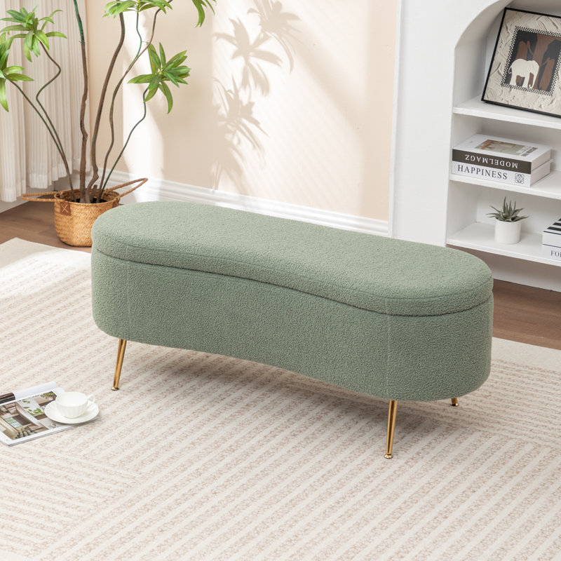 Banc de rangement rembourré Kaybree, Vert