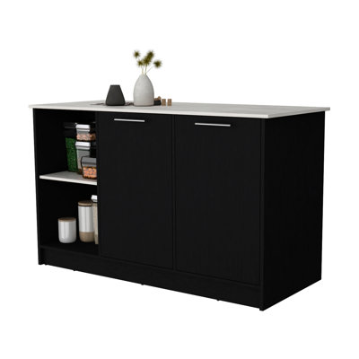 Large Rectangular Kitchen Island In Black And , Maximize Space Spacious For Optimal Organization Use