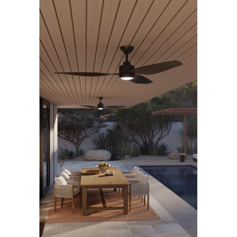 Norwynd 60" 5CCT LED Smart Coastal Rated Indoor/Outdoor Ceiling Fan, Black, Coal