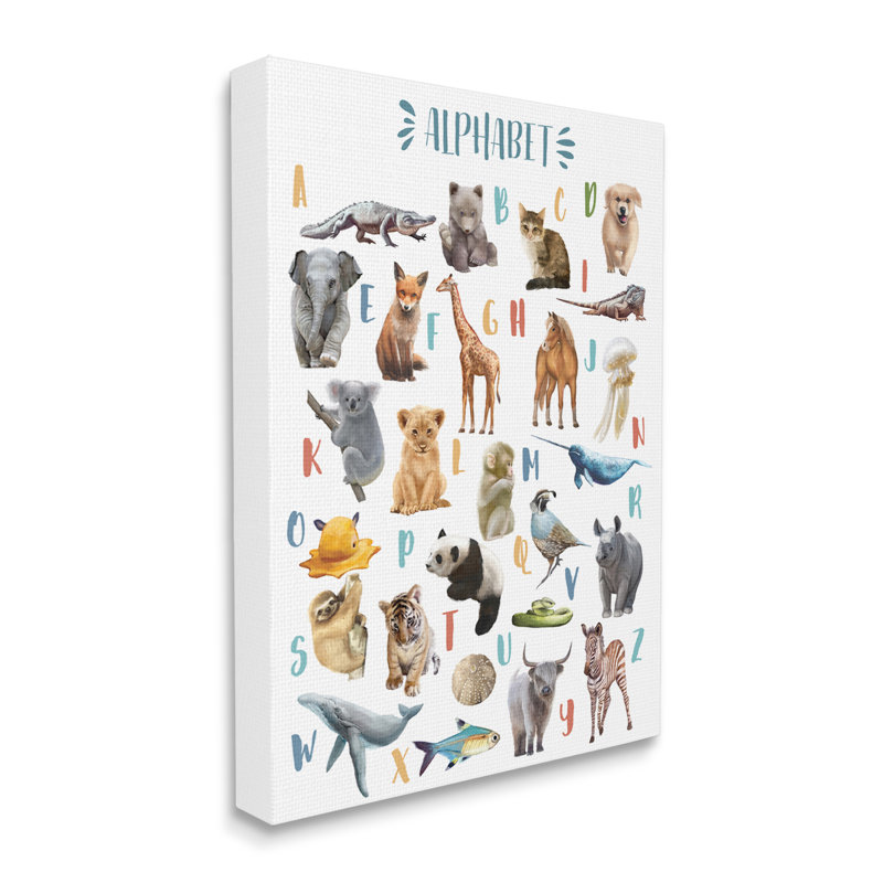 Kid's Playful Animal Alphabet - impression, H 30 po x l 24 po, Toile tendue