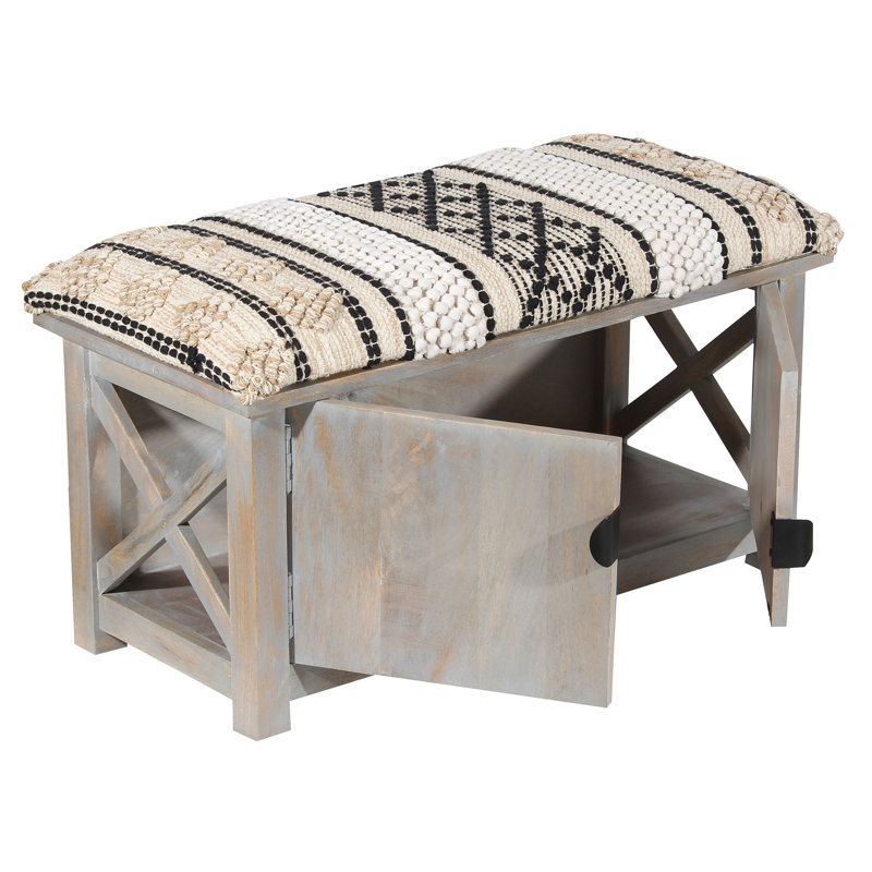 Burçin Cotton Upholstered Storage Bench