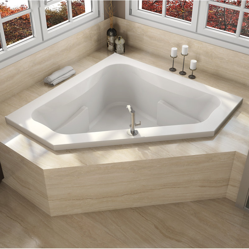 Signature® 60" x 60" Corner Whirlpool Acrylic Bathtub, White, Yes