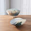 Ivory Turquoise Feather Swirl Oval Bowl-Lg