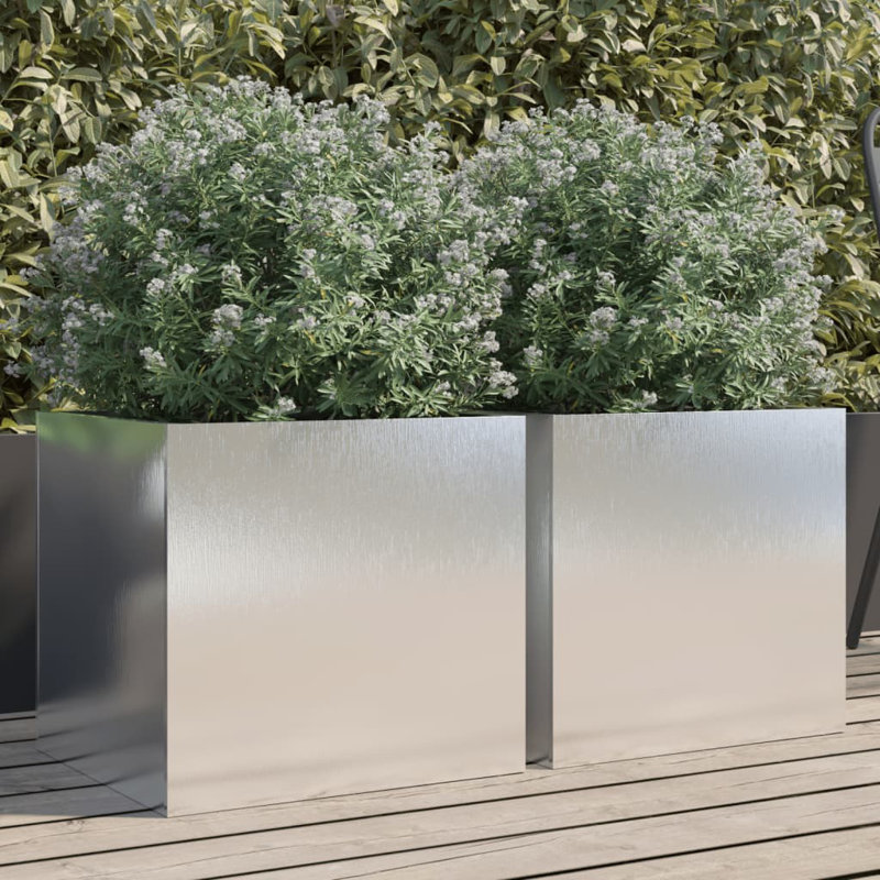 Planter Steel, 46cm H x 62cm W x 47cm D, Silver, 1