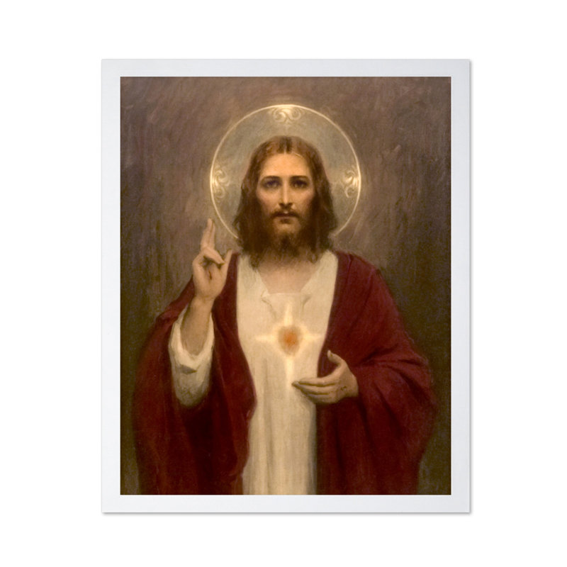 Sacré-Cœur de Jésus No1, Affiche, H 12 po x l 16 po, Encadrement blanc