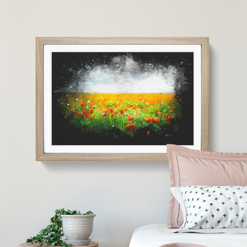 Poppy Field Dreams - Picture Frame Graphic Art Print, Oak Framed, 62cm H x 87cm W x 2cm D