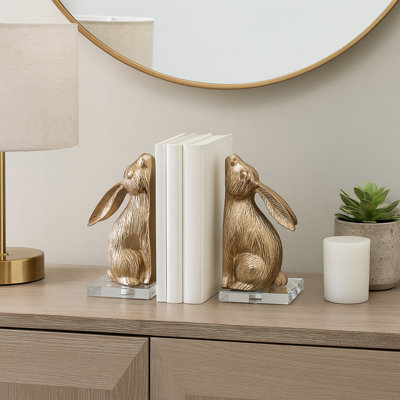 Figurine lapin Modern Bookends avec finition métallique