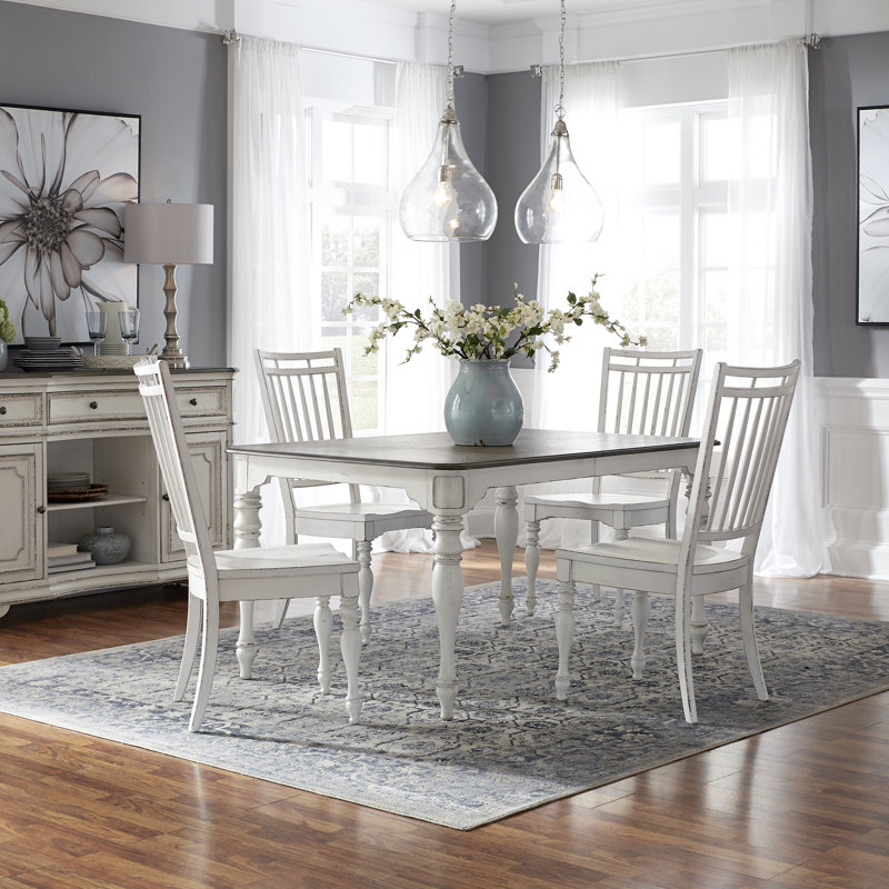 Silvestre Rectangular Leg Table Set w/ 4 Spindle Back Side Chairs