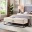 Banc de repose-pieds beige en velours avec rangement pour repose-pieds - Multifonctionnel pour vestibule de style contemporain avec structure moderne en métal 58,6 po