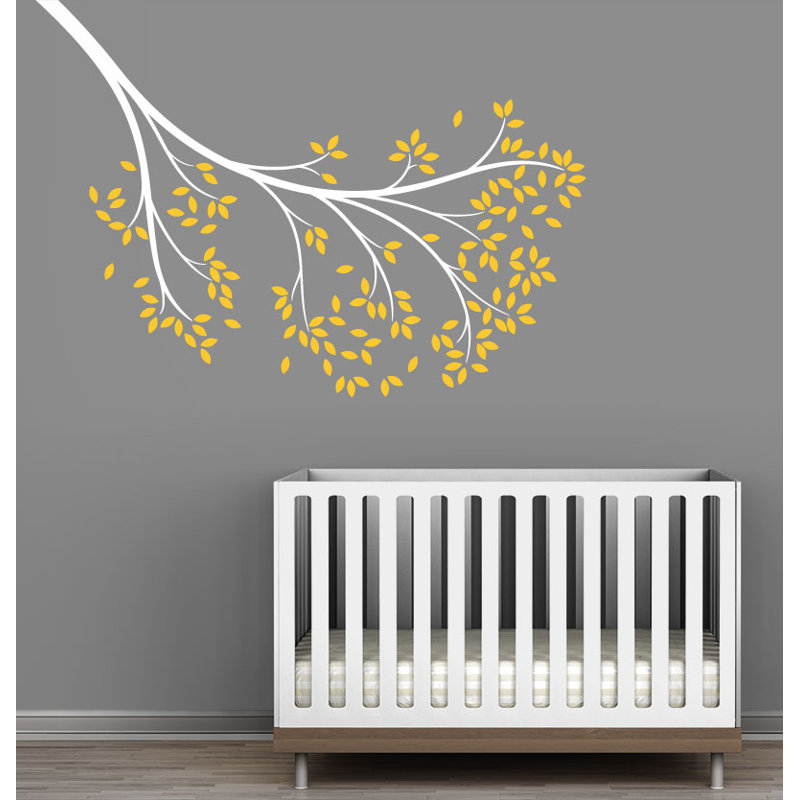 Décalcomanie murale branche atteindre, Blanc / Jaune