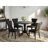 5 Piece Kitchen Table & Chairs Set Includes a Round Dining Table with Dropleaf and 4 Brown Linen Fabric Parson Dining Chairs, Natural-78340589-78340590
