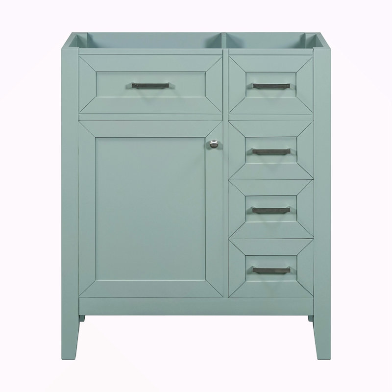 Meuble-lavabo de 30 po sans lavabo, base d'armoire seulement, armoire de salle de bain avec tiroirs, structure solide et panneau de fibres à densité moyenne, vert