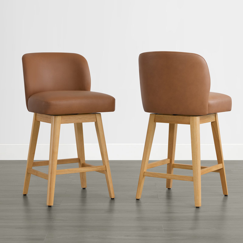 Tabouret de comptoir pivotant, Brown Faux Leather