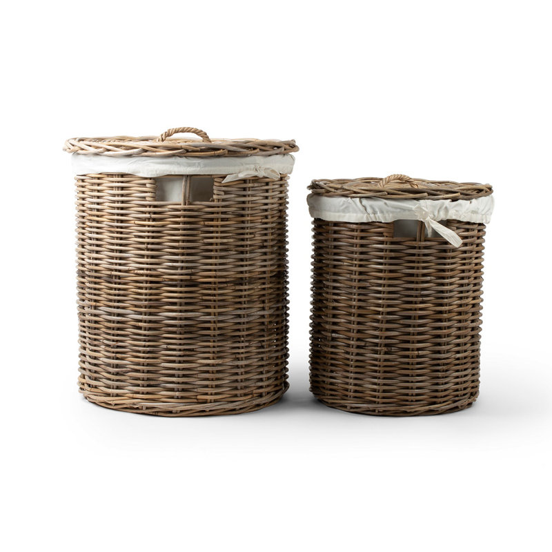 Rattan Laundry Basket, 17" H x 18" W x 18" D