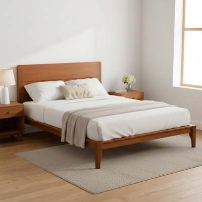 Bamboo Wood Platform Bed With Slatted Support