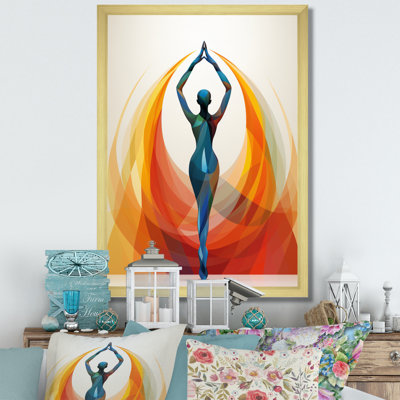 «Orange Black Yoga Harmony II», reproduction sur toile encadrée
