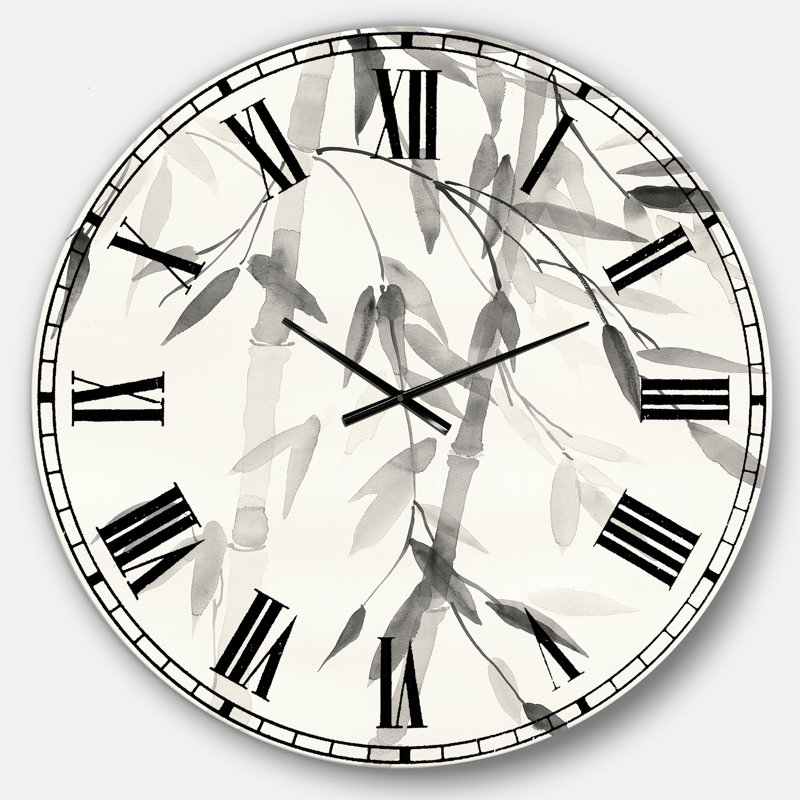 Horloge murale Swigart Bamboo Leaves II, Grand, Swigart feuilles de bambou simplistes V