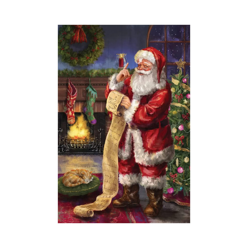 Père Noël avec sa liste - impression sur toile tendue, 18'' H x 12'' W x 1.5'' D