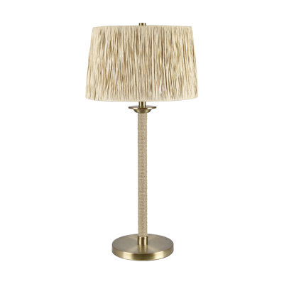 33" Metal Table Lamp With Beige Shade