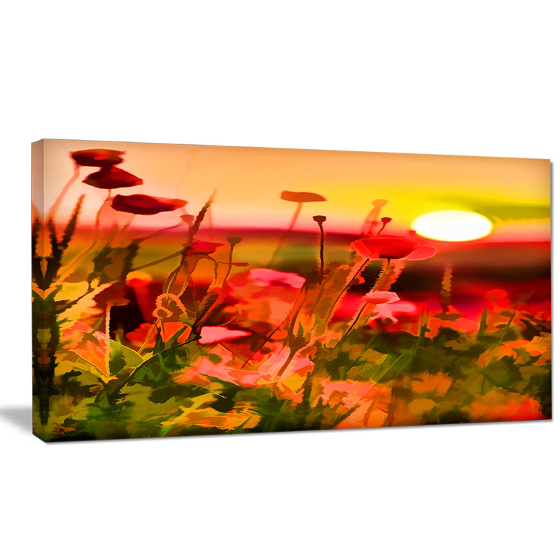 « summer coucher the red pops », reproduction d’art sur toile tendue, H 28 po x l 60 po