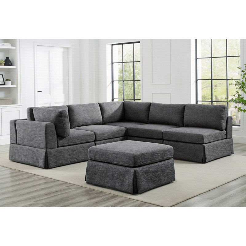 Canapé modulaire 6 pièces rembourré, Gris