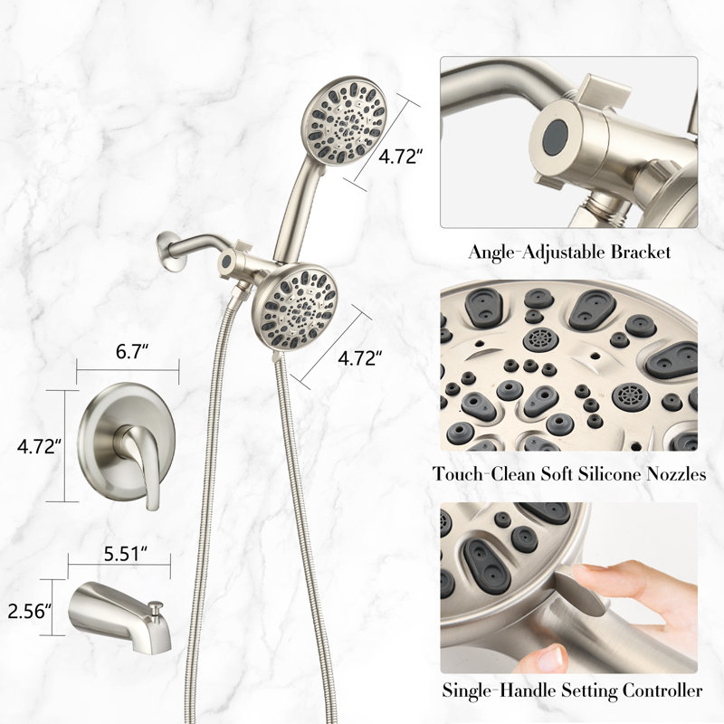All-In-One Kit with Rough in-Valve, Brushed Nickel 