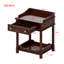 Table de chevet de style rétro en noyer avec tiroir et tablette ouverte, table de chevet de chambre à coucher avec pieds tournés et poignée en métal-1508719158