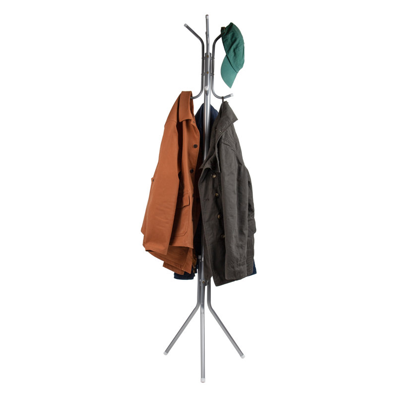 White Metal Floor-Standing Coat Rack with Umbrella Stand