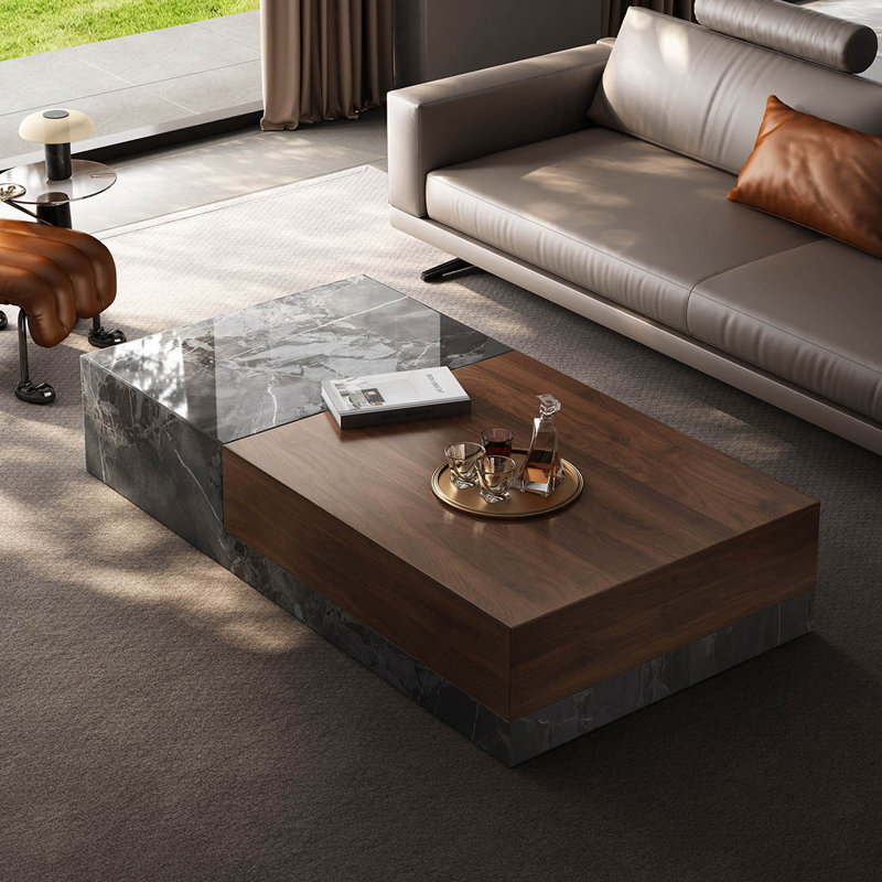 Table basse moderne à grain de noyer