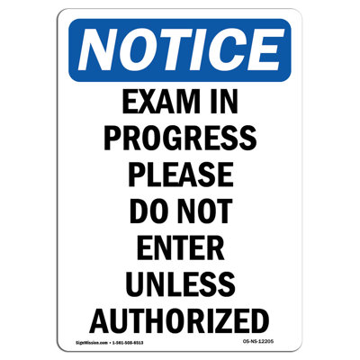 Exam in Progress Please Do Not Sign