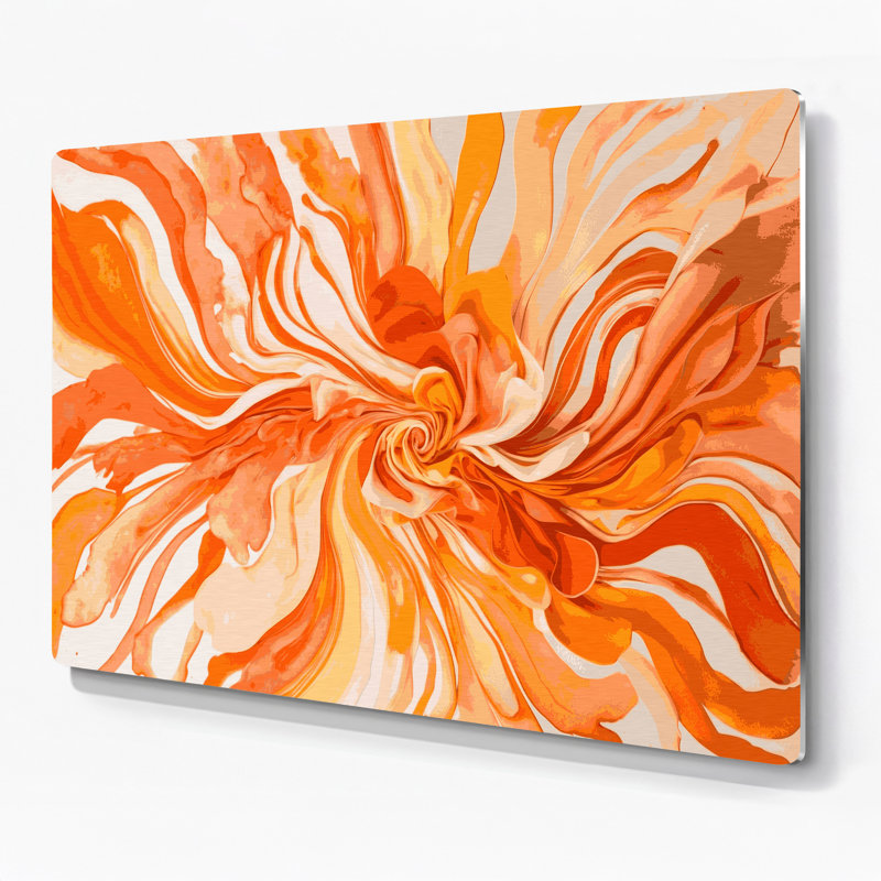 Aquarelle abstraite, art mural en métal orange 10, H 12 po x l 18 po