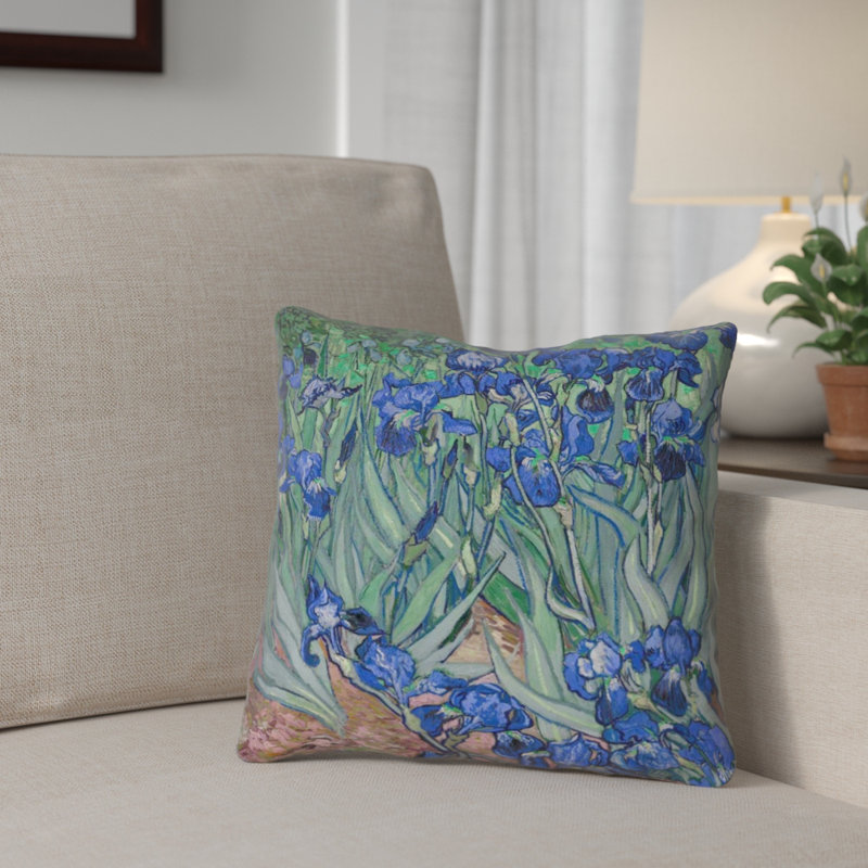 Coussin Vincent Van Gogh, 26 po x 26 po, Bleu / Jaune, Pas de remplissage