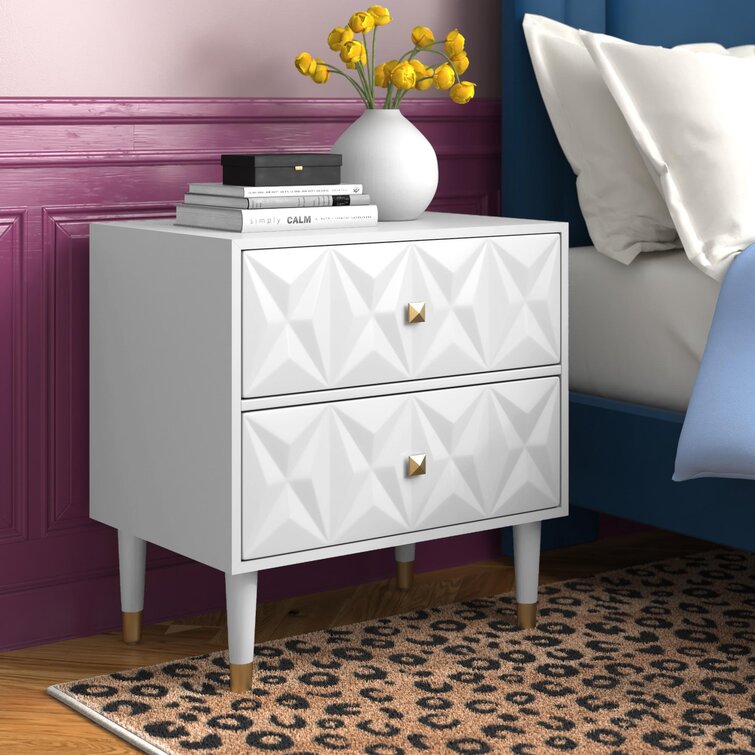 Eliana 2 Drawer Nightstand, Grey