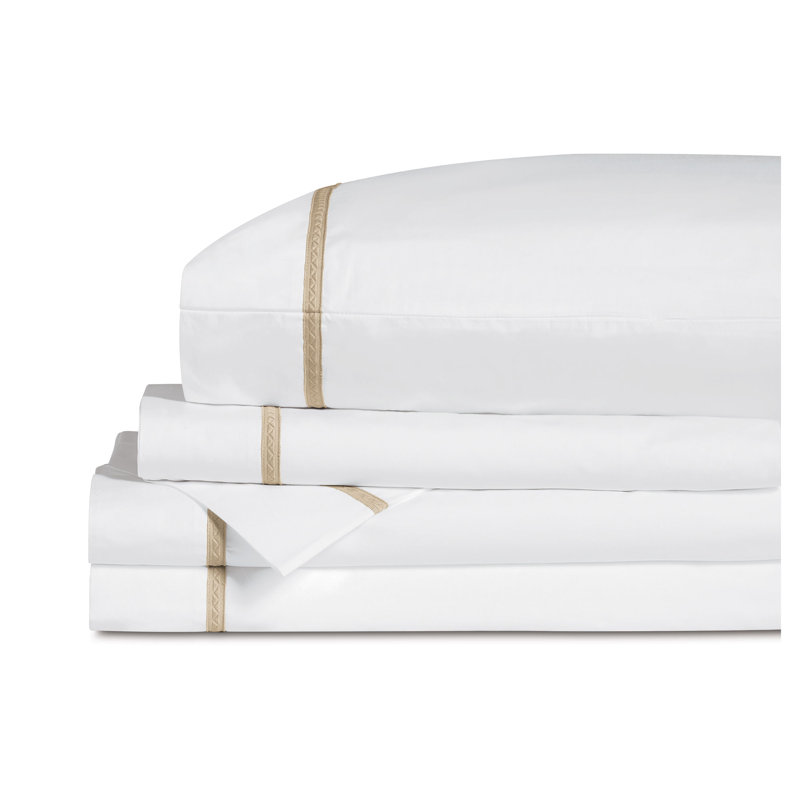 Ember Egyptian Cotton Percale Sheet Set, King Sheet Set with 2 Pillowcases