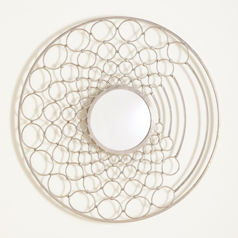 Round Iron Wall Mirror, Silver