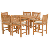 Outdoor 7 - Piece Teak Dining Set with Cushions