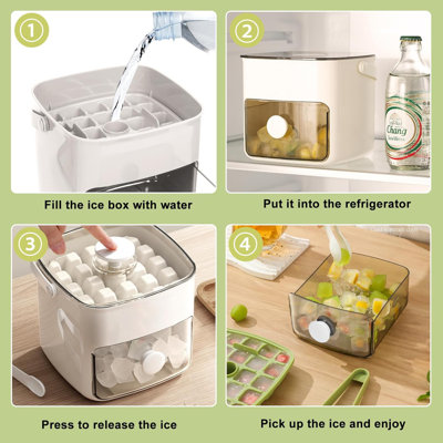Ice Cube Tray With Lid And Bin Ice Cube Trays For Freezer Ice Tray Ice Mold Ice Maker Containers Box For Drinks Whiskey Beer Cocktail Coffee With 2 Tr -  Mint Pantry®, 31599786E5AE45B29F65F4137633C3A1