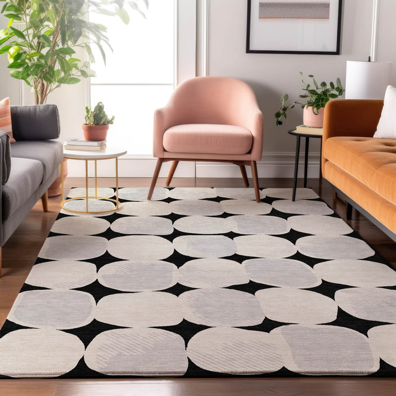 Tapis noir Prisco lavable à la machine de qualité supérieure, Rectangle 2 pi 6 po x 3 pi 10 po