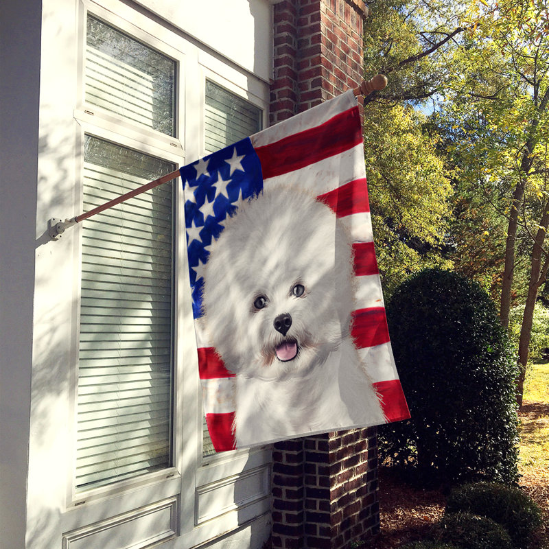 Polyester à 2 côtés 28 x 40 po drapeau maison, Bichon frisé